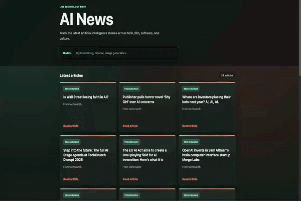 AI News API interface demo
